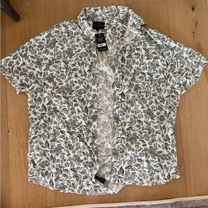 Lucky Brand Green Leaf Print Casual Shirt